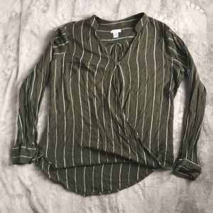 Striped Twist Front Blouse